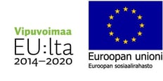Vipuvoimaa EU:lta 2014-2020 -logo. Euroopan Unioni - Euroopan sosiaalirahasto -logot.