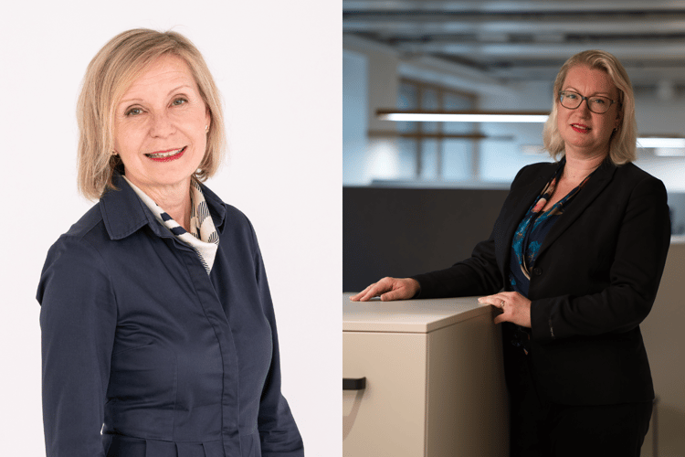 Kuvassa Liven toimitusjohtaja Marja Pajulahti ja STTK:n edunvalvonnasta vastaava johtaja Minna Ahtiainen.